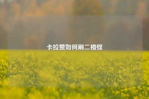 卡拉赞如何刷二楼怪