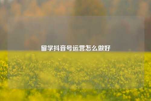 留学抖音号运营怎么做好