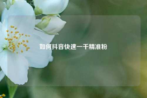 如何抖音快速一千精准粉