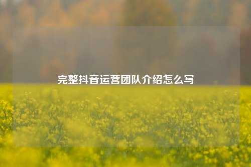 完整抖音运营团队介绍怎么写